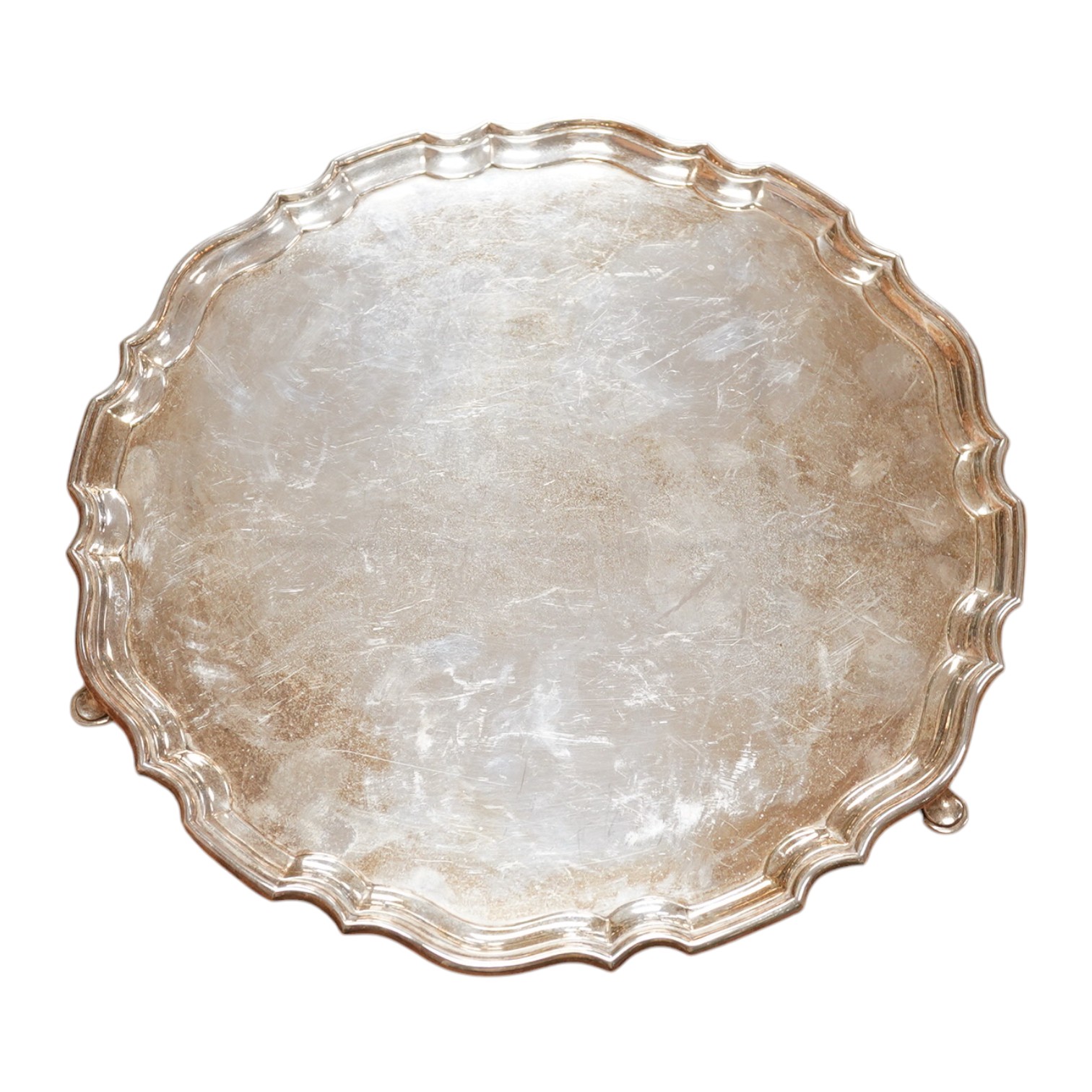 A George V silver salver, by Z. Barraclough & Sons, Sheffield, 1923, 31.1cm, 31oz. Condition - fair to good